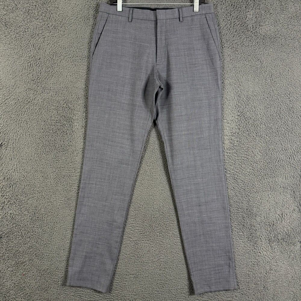 J Crew Dress Pants Mens 32x34 Gray Ludlow Slim Fit Four Season Wool Stretch